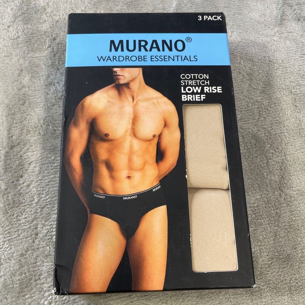 Murano Wardrobe‎ Essentials Low Rise Brief 3 Pack Mens XL 40-42 Cream Stretch